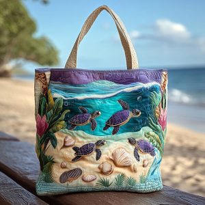 Turtle Quilted Tote Bag