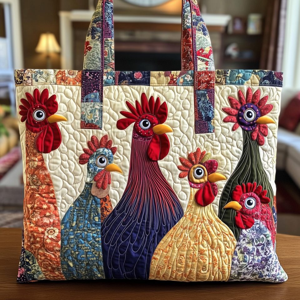 Whimsical Chicken Quilted Tote Bag GFTONL4838