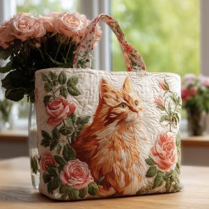 Cat and Rose Quilted Tote Bag GFTOTL4405