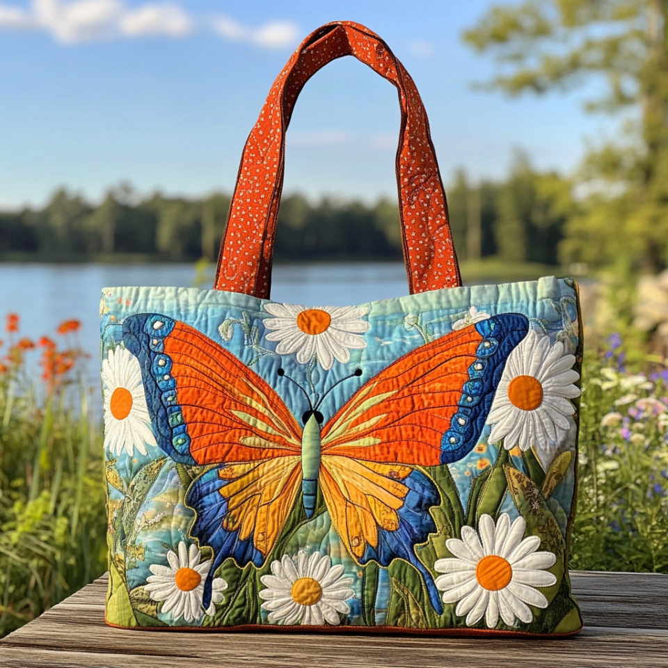 Butterfly Whisper Quilted Tote Bag NCU0DK9614