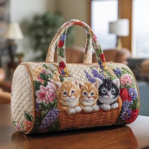 Vintage Meow Bouquet Quilted Duffle Bag GFTOTP10449