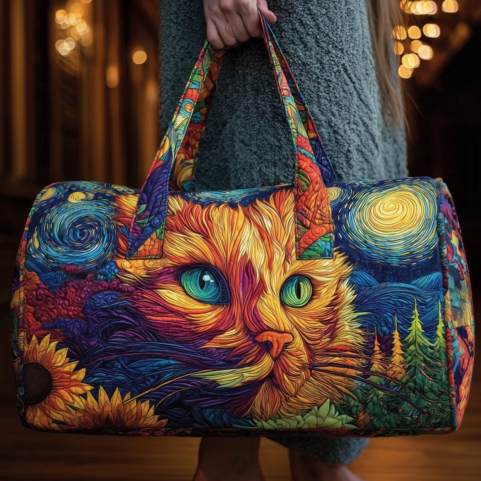 Starry Cat Dreams Quilted Duffle Bag GFTOMA2825